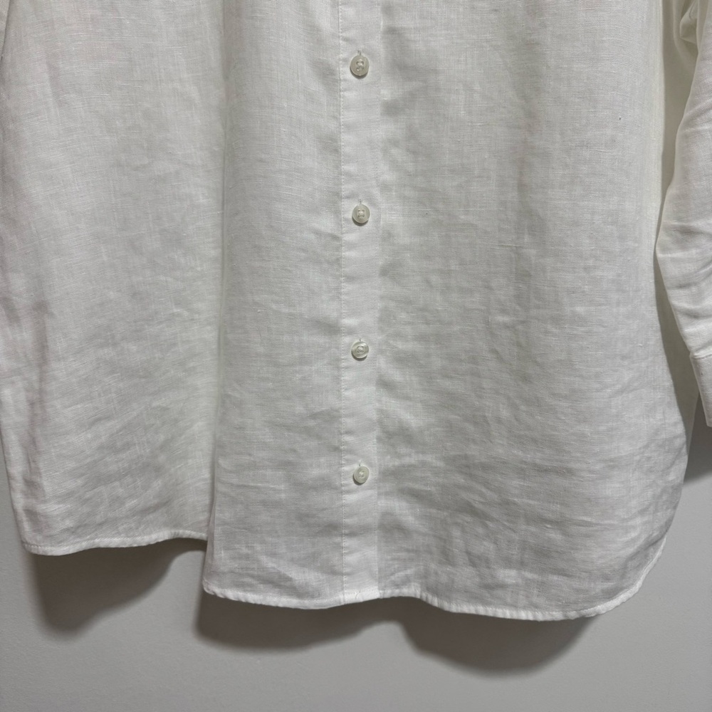 Chico’s No Iron 100% Linen Button Down Shirt Women Large Classic White - Picture 5 of 13